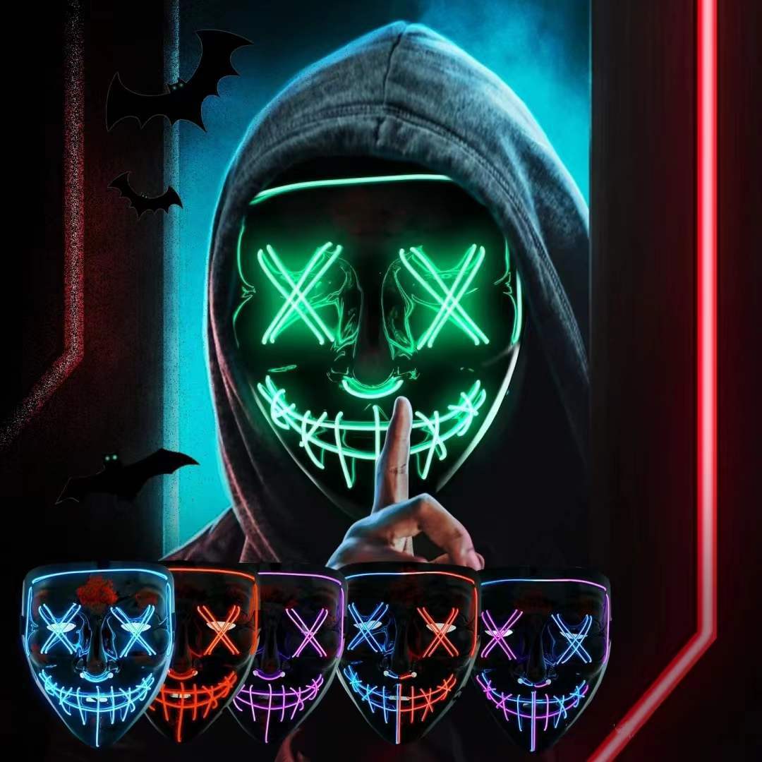 Led Purge Mask Halloween - Máscara LED de neón inalámbrica que