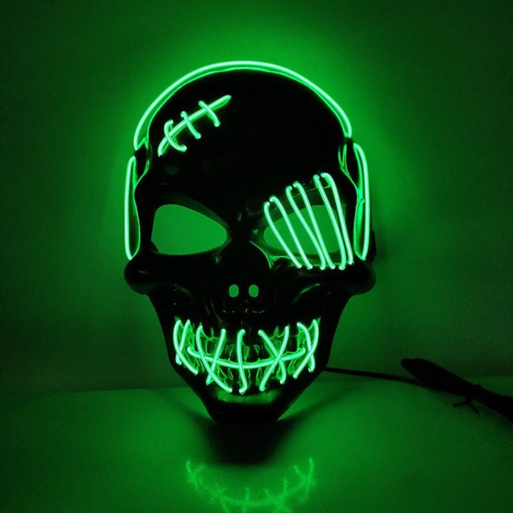 Led Purge Mask Halloween - Máscara Gótica de Calavera Luminosa para