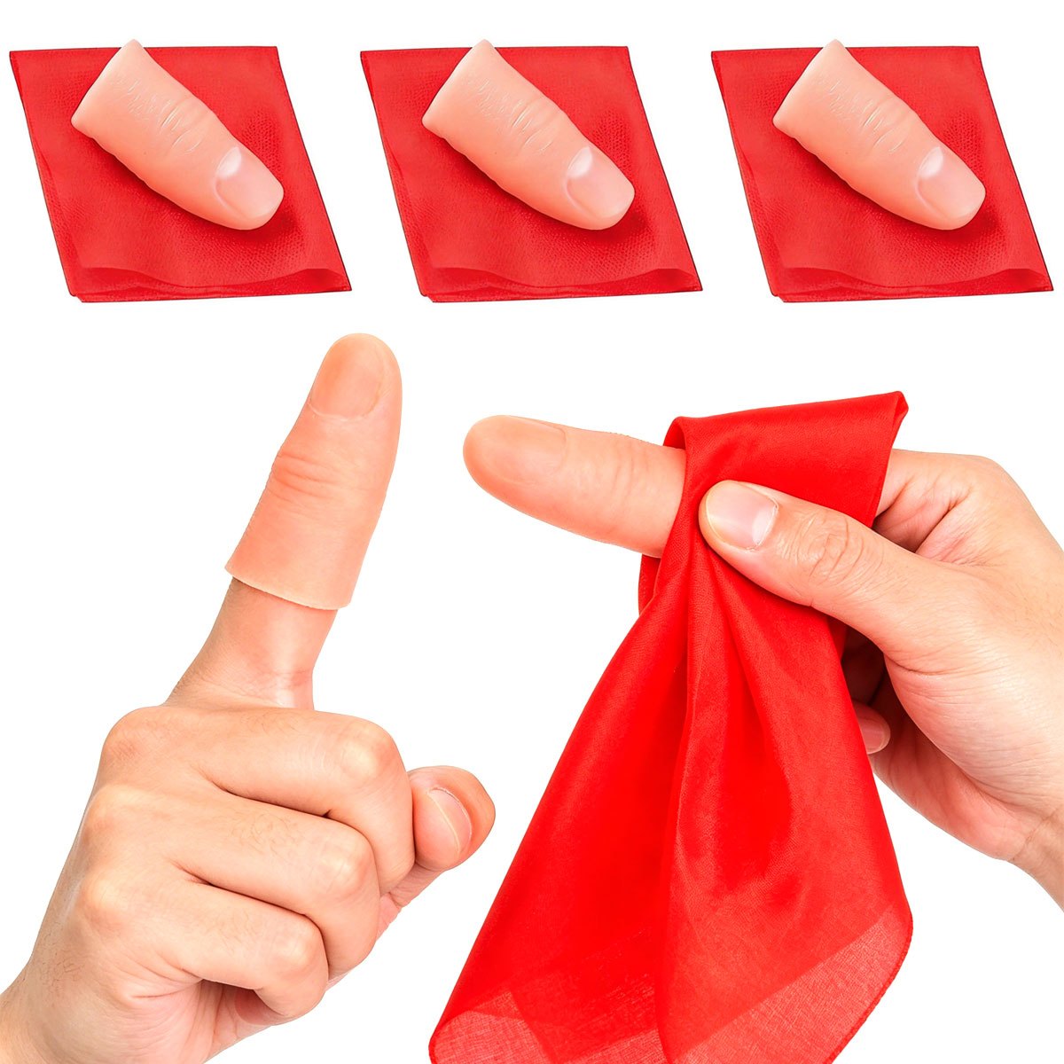 Thumb Tip Magic Trick Set - Set de 3 Bufandas Mágicas para