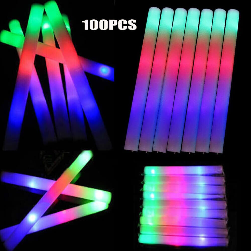 Flashing Led Foam Sticks Party - Paquete de 100 Barras Luminosas LED