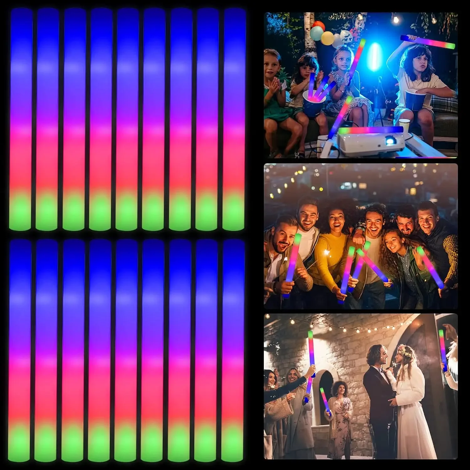 Flashing Led Foam Sticks Party - 50 Barras Luminosas de Espuma LED