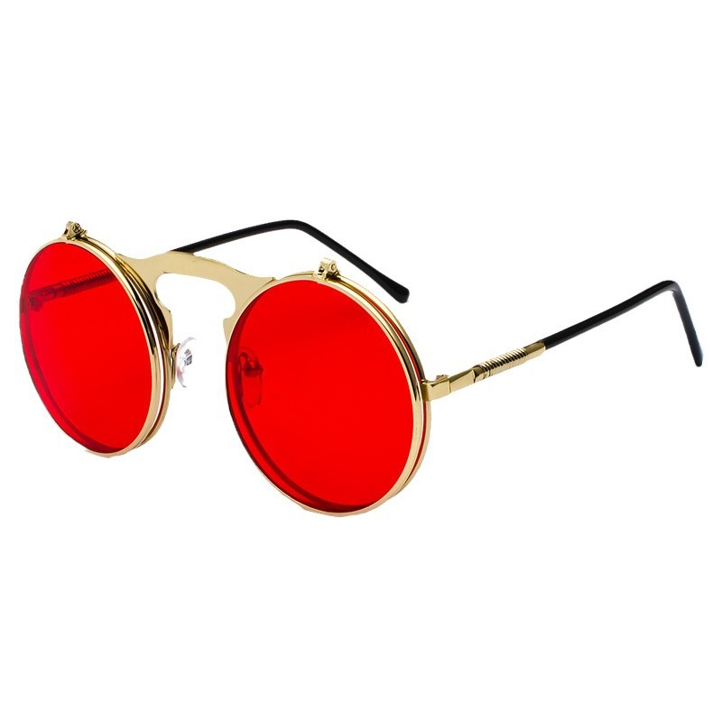Glow In The Dark Party Glasses - Gafas de Sol Redondas Retro Steampunk