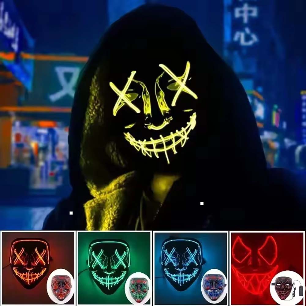 Led Purge Mask Halloween - Máscara LED de neón inalámbrica que
