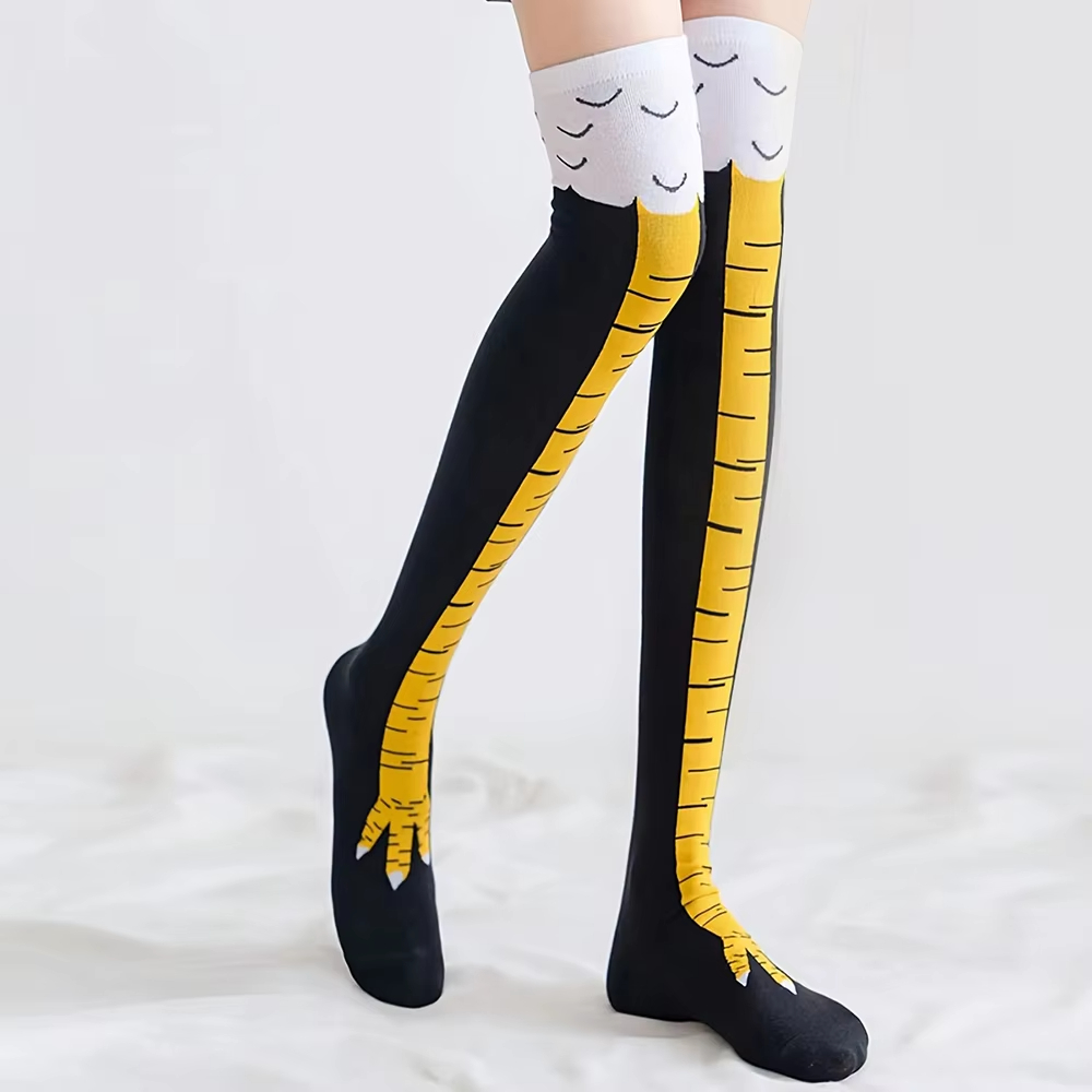 Funny Chicken Leg Socks - 1/2 pares de calcetines altos hasta