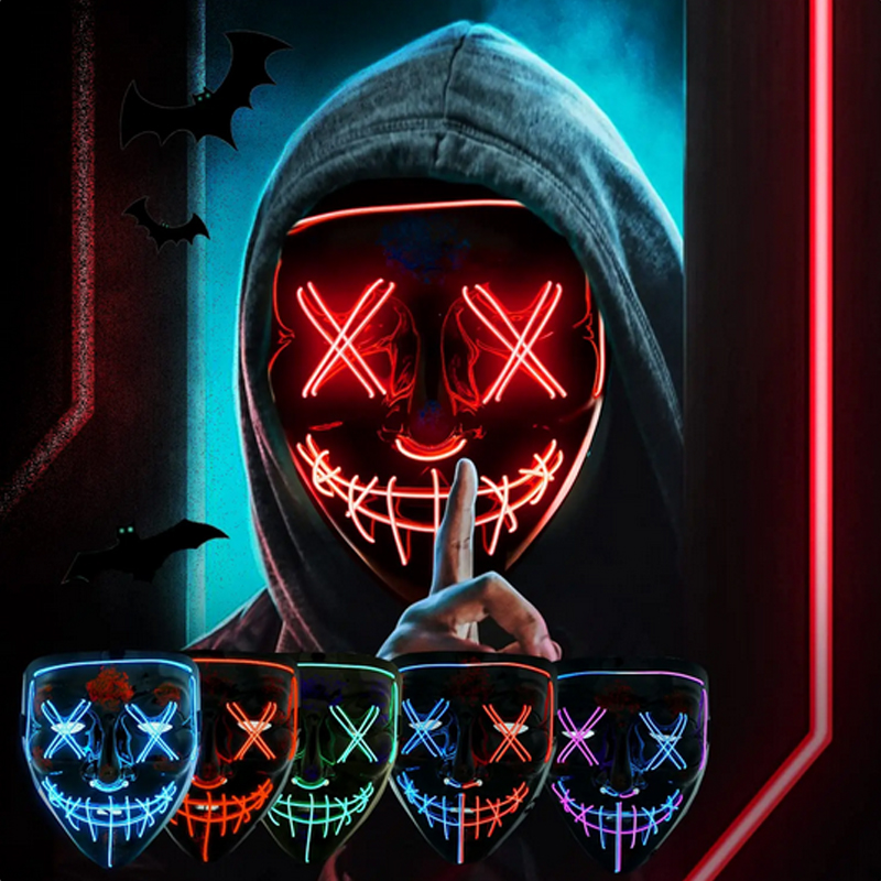 Led Purge Mask Halloween - Máscara de Halloween Terrorífica de Vendetta,