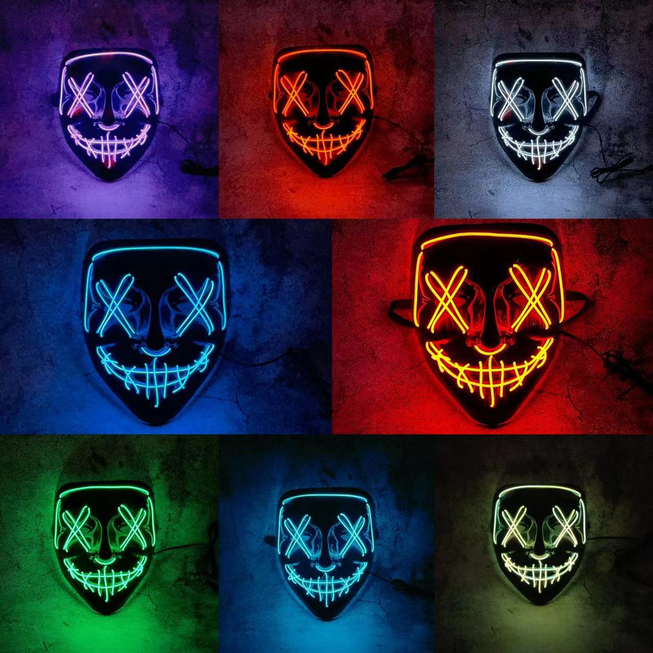 Led Purge Mask Halloween - Máscara LED de neón inalámbrica con