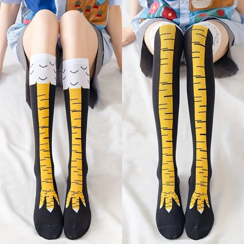 Funny Chicken Leg Socks - 1/2 pares de calcetines largos con