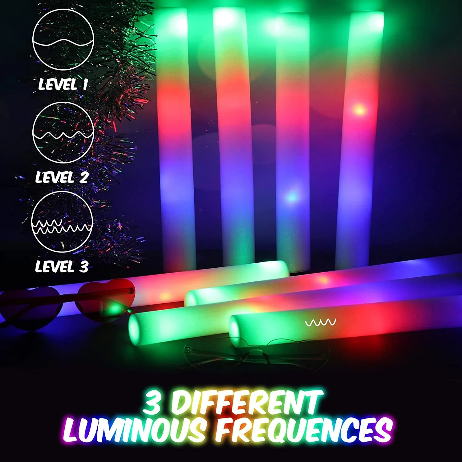 50 barras luminosas de espuma  - Flashing Led Foam Sticks Party reseña y precio