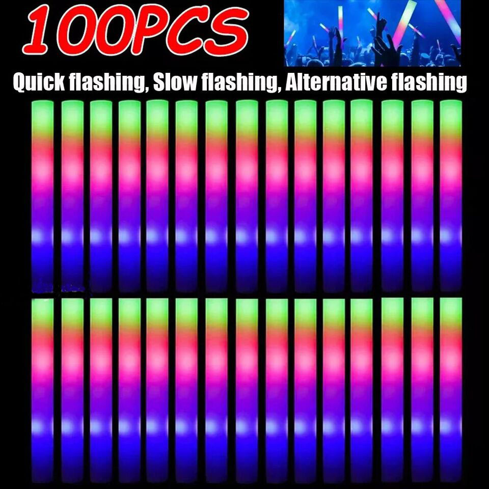 Paquete de 100 Barras Luminosa - Flashing Led Foam Sticks Party reseña y precio