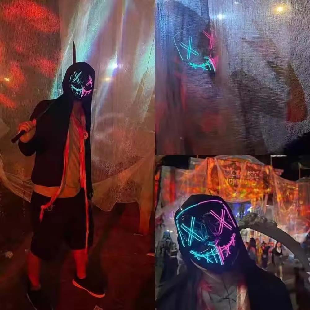 Máscara LED de neón inalámbric - Led Purge Mask Halloween reseña y precio
