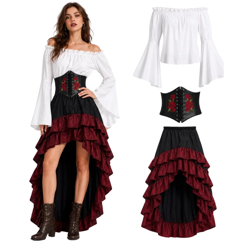 Vestido de Pirata Medieval Ret - Medieval Renaissance Dress Women reseña y precio