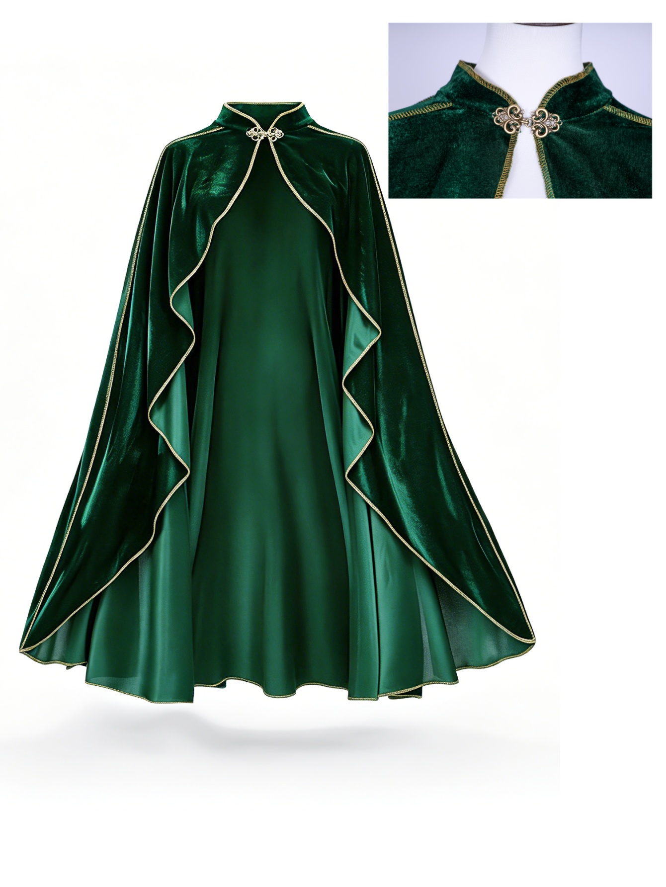 Capa de terciopelo verde vinta - Medieval Renaissance Dress Women reseña y precio